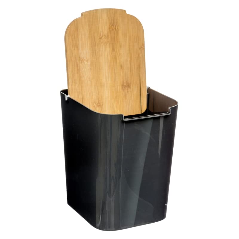 Papelera baño de poliestireno Tapa de bambú Capacidad de 5 litros