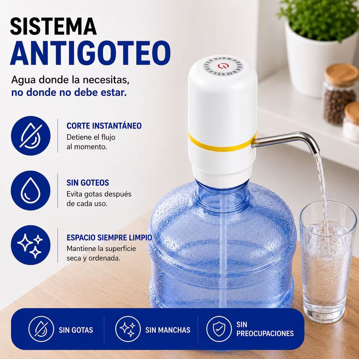 Dispensador de Agua para Garrafas 5L-20L, Bomba de Agua Eléctrica Automática USB-C Recargable, Adaptador Universal, Tubo de Acero Inoxidable, Compatible con la Mayoría de Bidones