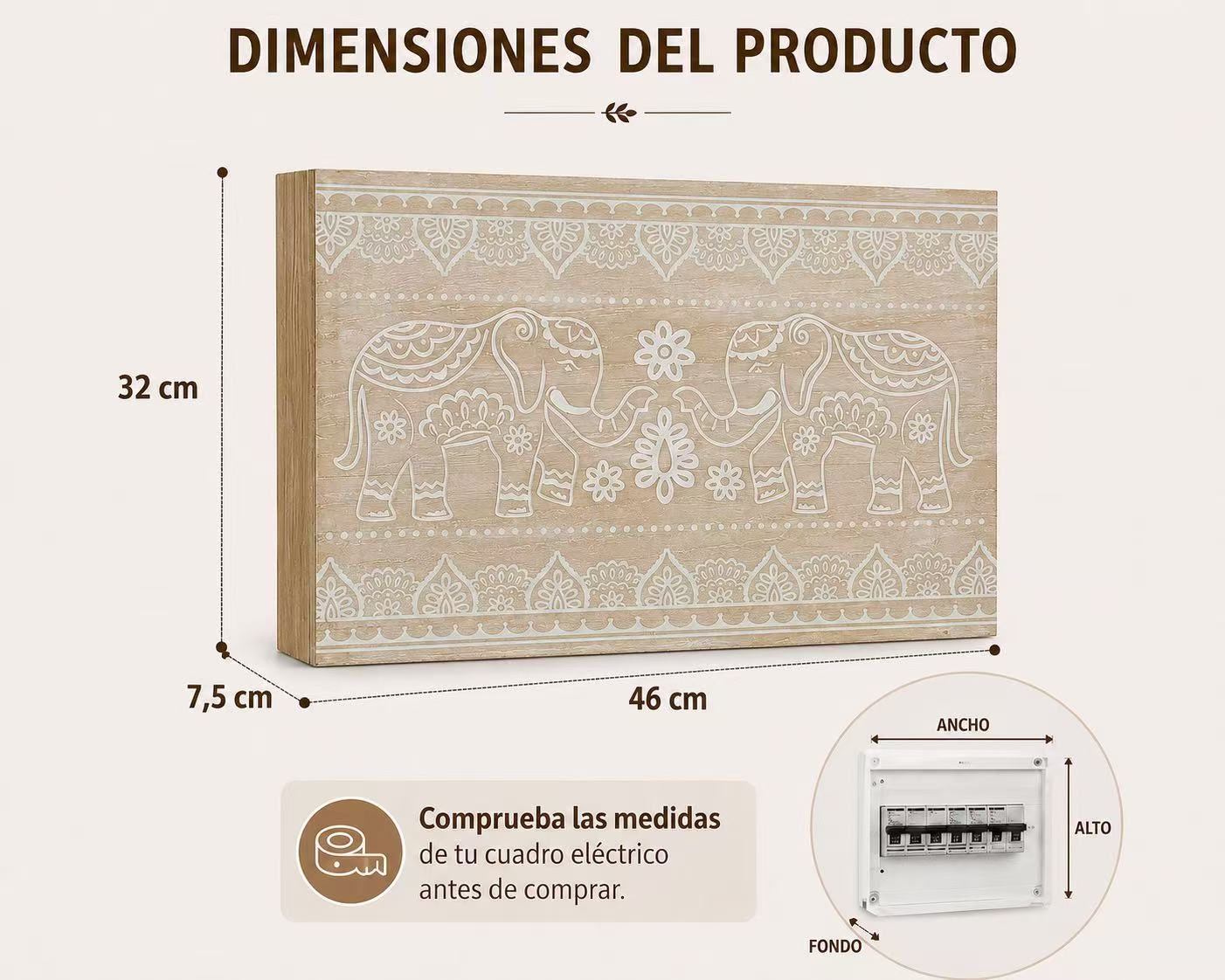 Tapa Contador de Luz Decorativa de Madera, Cubre Cuadro Eléctrico con Diseño, Estilo Nórdico