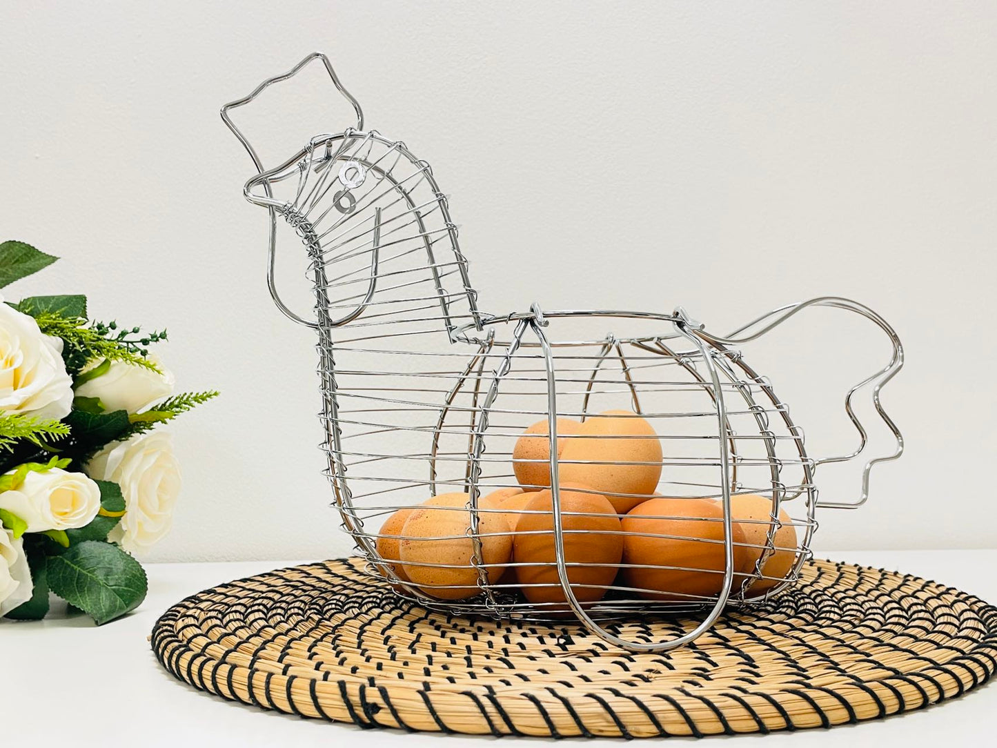 Huevera de Gallina Metal,Cesta Guarda Huevos Almacenamiento Para Cocina…