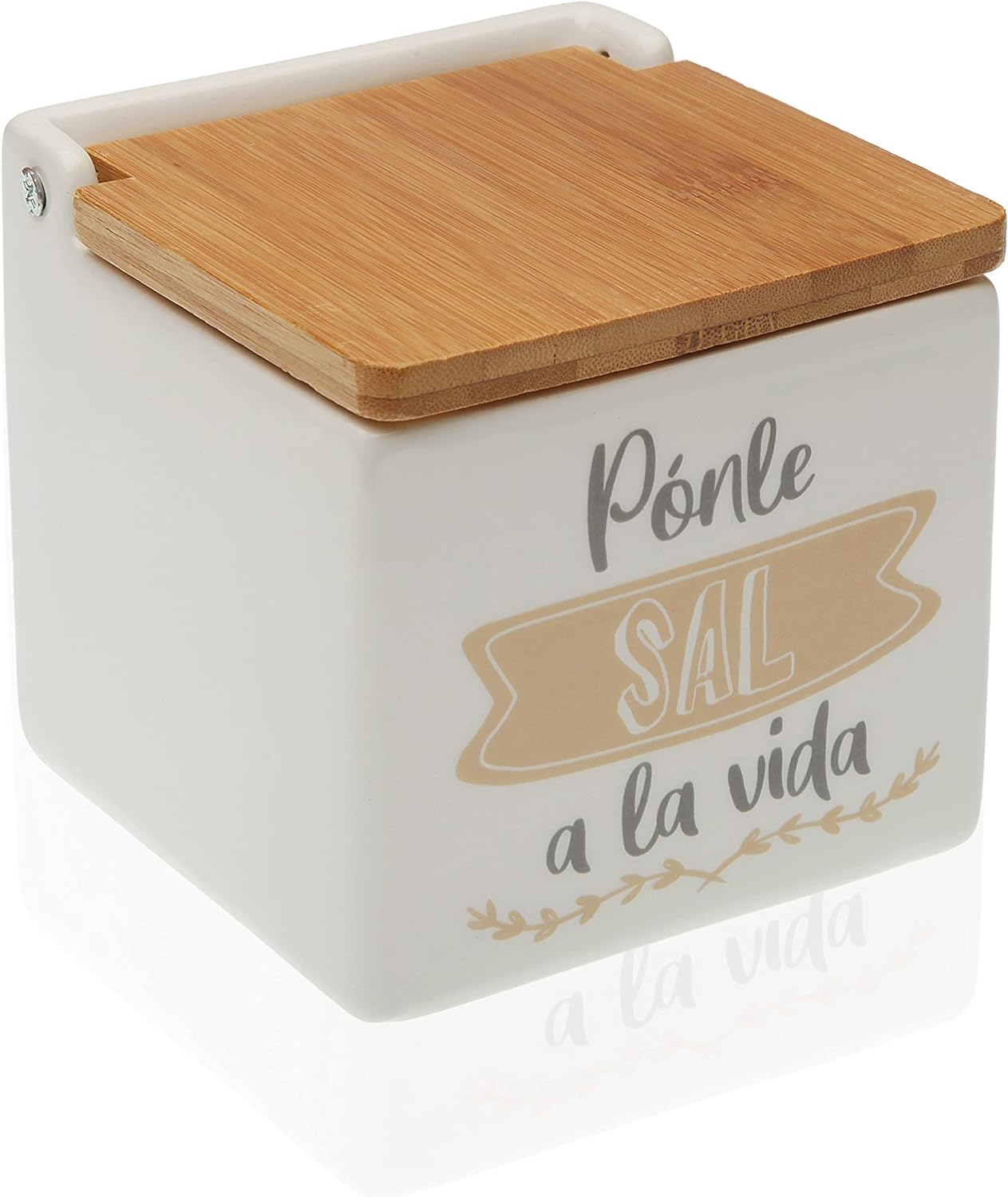 Salero de Cocina de Cerámica con Tapa de Madera Diseños Originales ECHALE Sal A TU Dia…