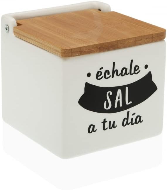 Salero de Cocina de Cerámica con Tapa de Madera Diseños Originales ECHALE Sal A TU Dia…