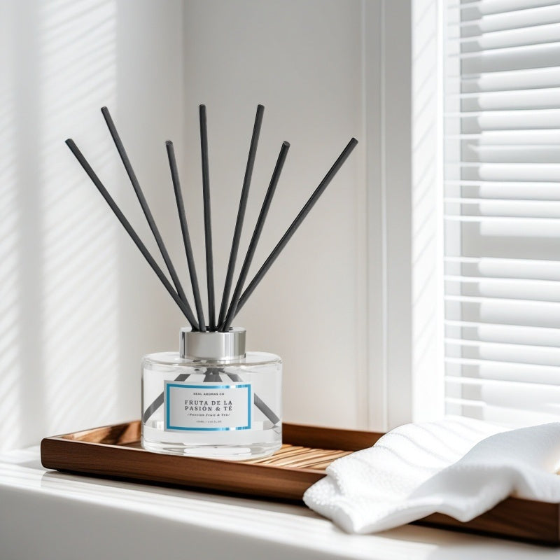 Difusor de Aroma Fresco de Larga Duración, Ambientador Mikado 120 ml, Aromas Naturales para el Hogar, Relajante y Refrescante