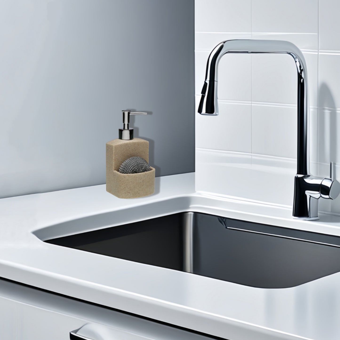 Dispensador Jabón Líquido de Resina, Dosificador Jabón Cocina Con Soporte de Esponja, Organizador de Cocina, Accesorios de Cocina