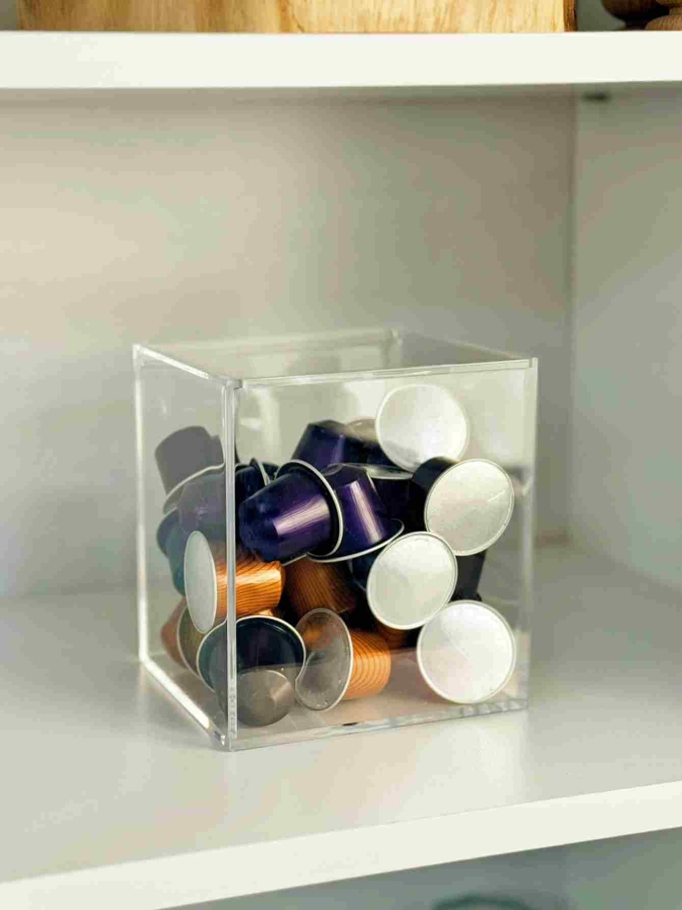 Portacapsulas metacrilato para capsulas nespresso o dolcegusto, Capacidad para 13 cápsulas Dolce Gusto o 40 cápsulas Nespresso