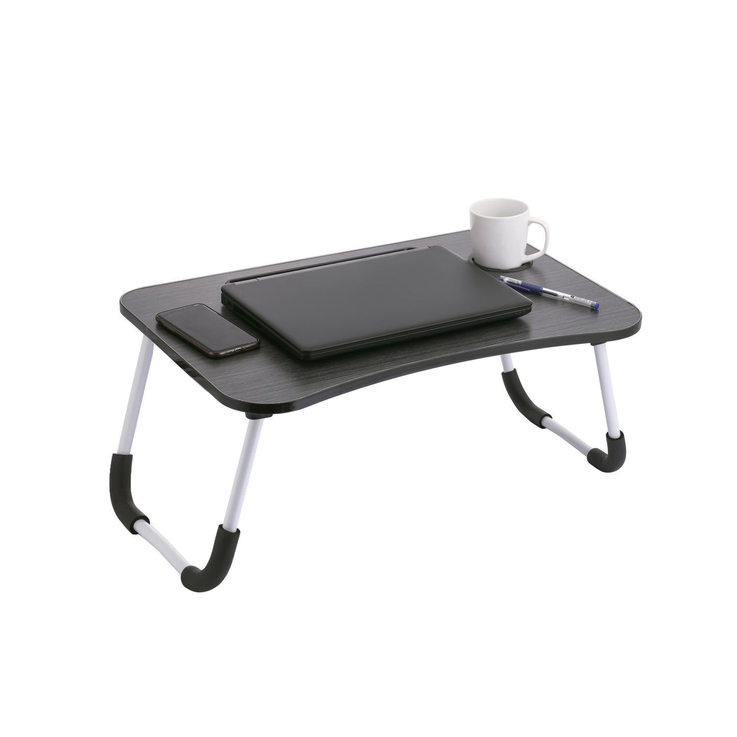 Mesa de Ordenador Portátil Para Sofá, Bandeja Plegable para Cama, Mesita de Desayuno con Portavasos Multifunción