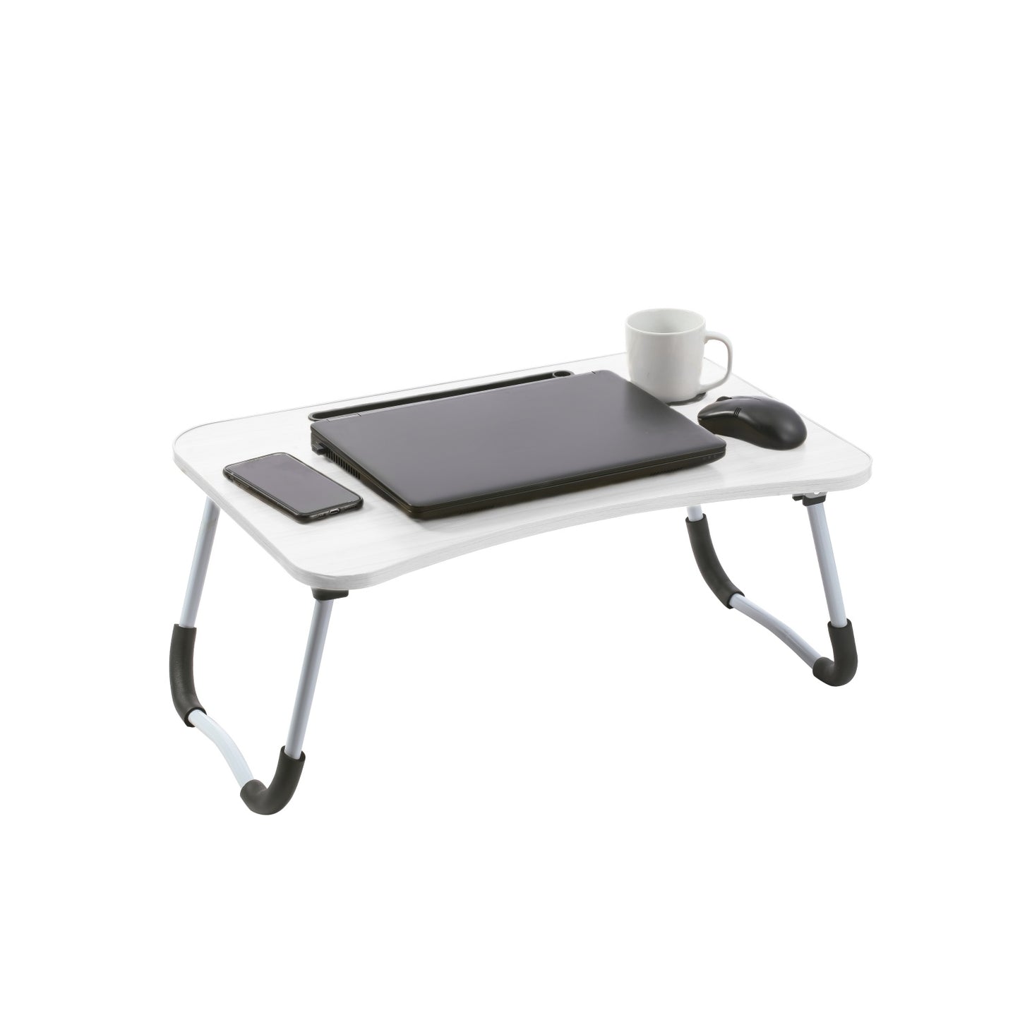 Mesa de Ordenador Portátil Para Sofá, Bandeja Plegable para Cama, Mesita de Desayuno con Portavasos Multifunción