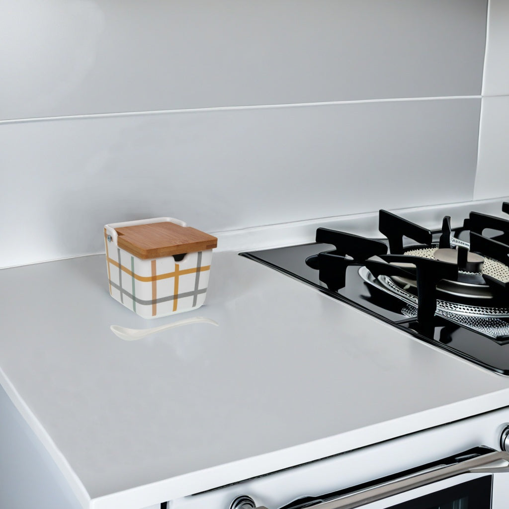 Azucarero de Cocina de Cerámica con Tapa de Bambu Diseños Originales