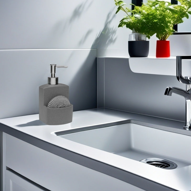 Dispensador Jabón Líquido de Resina, Dosificador Jabón Cocina Con Soporte de Esponja, Organizador de Cocina, Accesorios de Cocina