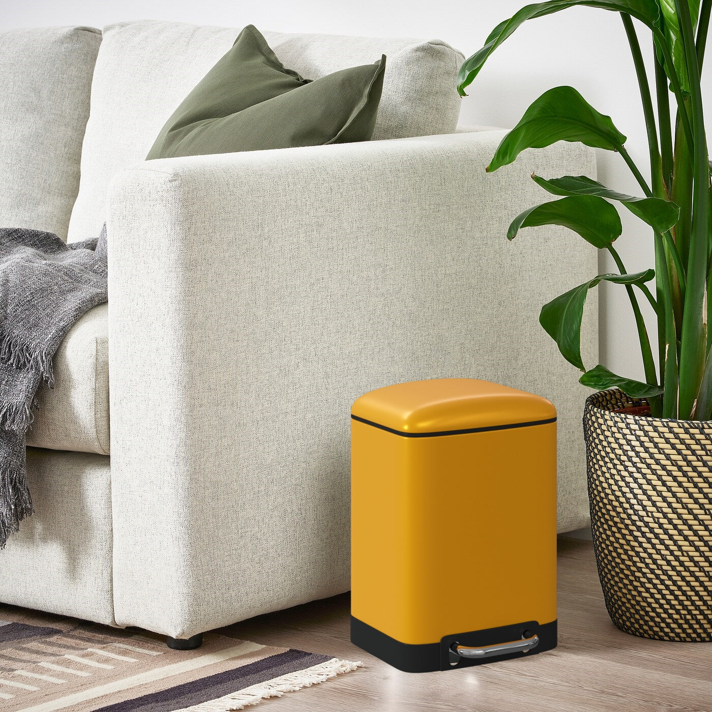 DAMDAM GO Papelera Baño Con Tapa de Metal 6L - Cubo de Basura Para Cocina Con Tapa y Pedal Cierre Silencioso