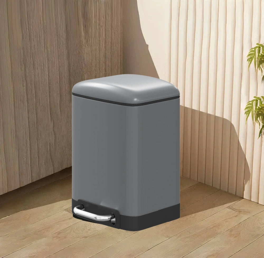 DAMDAM GO Papelera Baño Con Tapa de Metal 6L - Cubo de Basura Para Cocina Con Tapa y Pedal Cierre Silencioso