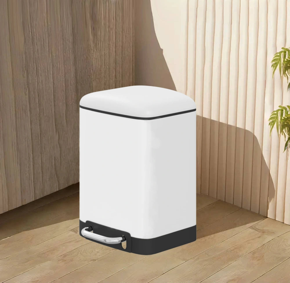 DAMDAM GO Papelera Baño Con Tapa de Metal 6L - Cubo de Basura Para Cocina Con Tapa y Pedal Cierre Silencioso