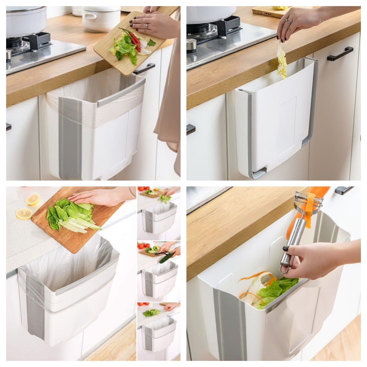 Cubo de Basura Plegable Colgante, Extraible Para Cocina Puerta de Gabinete