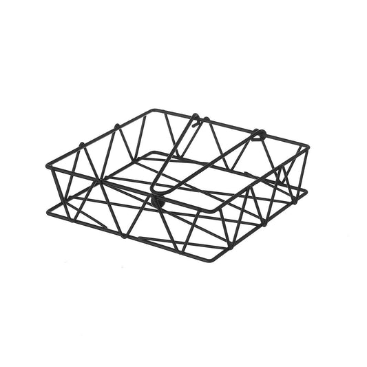 Servilletero Geométrico de Metal Negro 18x18x5 cm, Porta Servilletas Moderno, Elegante y Resistente para Mesa, Cocina, Restaurante y Eventos