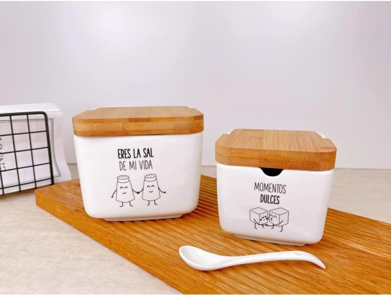 Salero y azucarero de Cocina Original metacrilato de diseño, recipientes acrilico Almacenamiento. (Momentos)