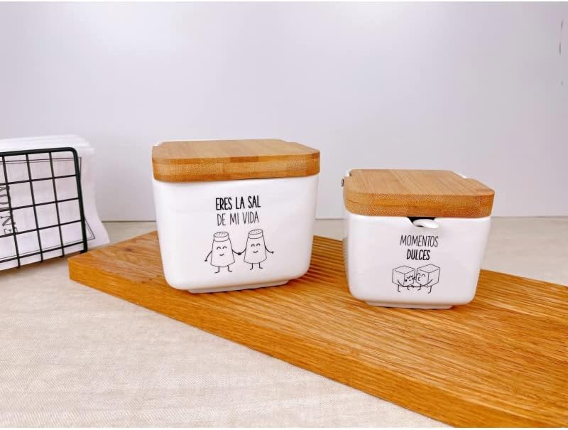 Salero y azucarero de Cocina Original metacrilato de diseño, recipientes acrilico Almacenamiento. (Momentos)