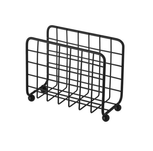 Porta Servilletas Metálico Negro de 14x7x12 cm – Servilletero Vertical con Diseño Geométrico Moderno, Estilo Industrial para Cocina, Comedor o Exterior