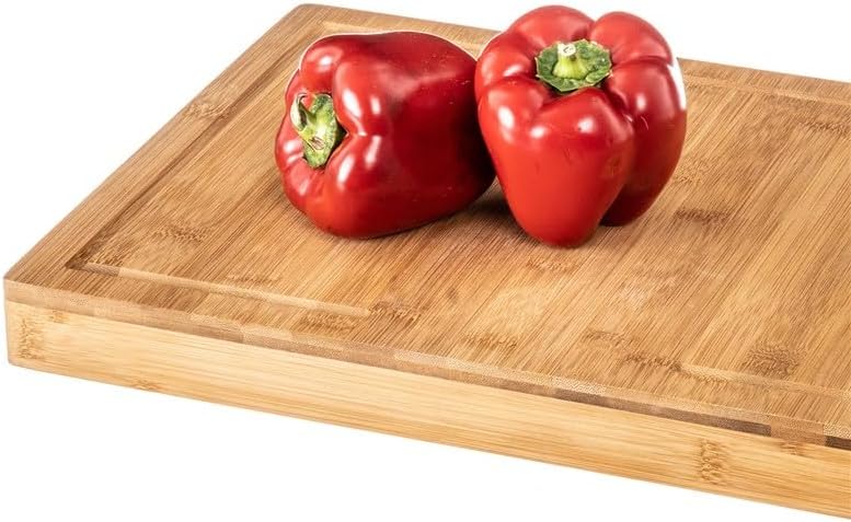 Tabla Cortar Corte Cocina con Soporte Madera Bambu 45x34x3,5 cm