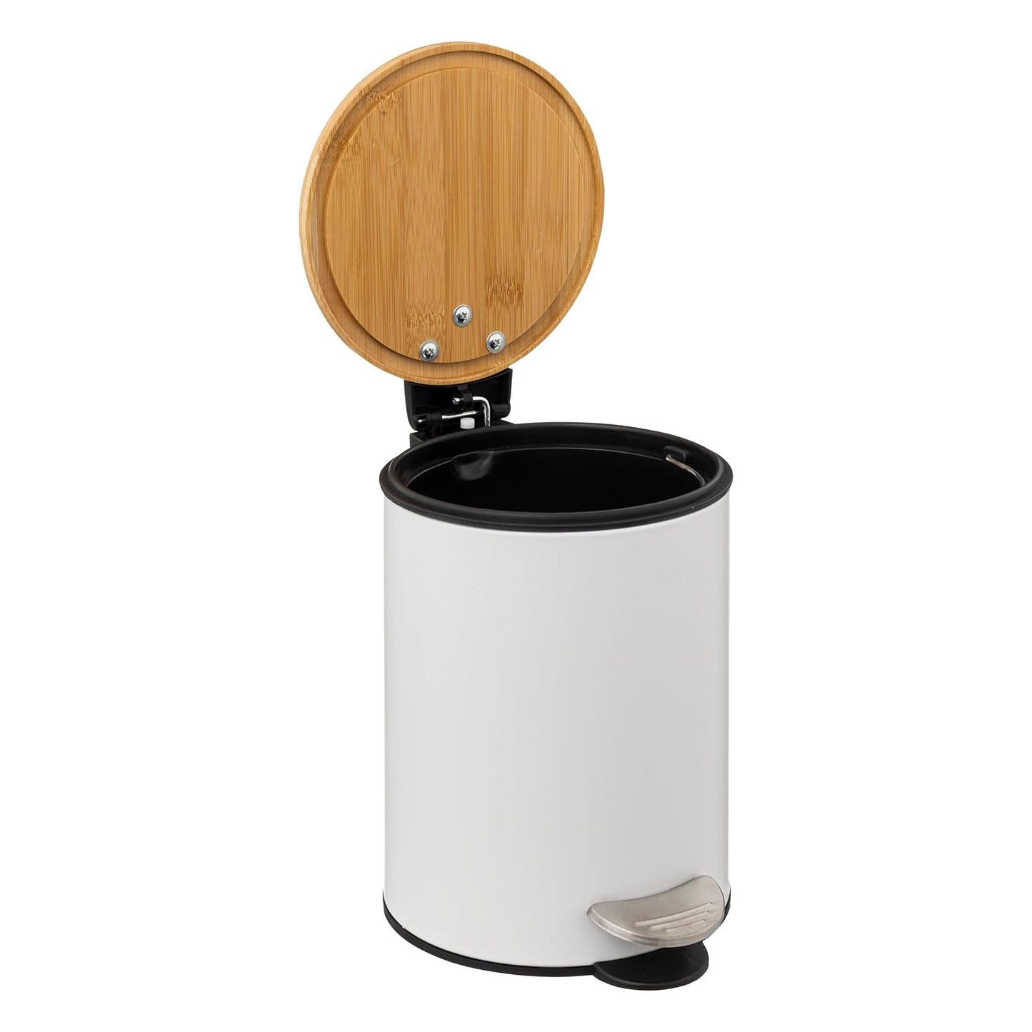 Papelera de baño con Tapa de Madera 3L - Cubo de Basura para baño con Tapa y Pedal Cierre silencioso