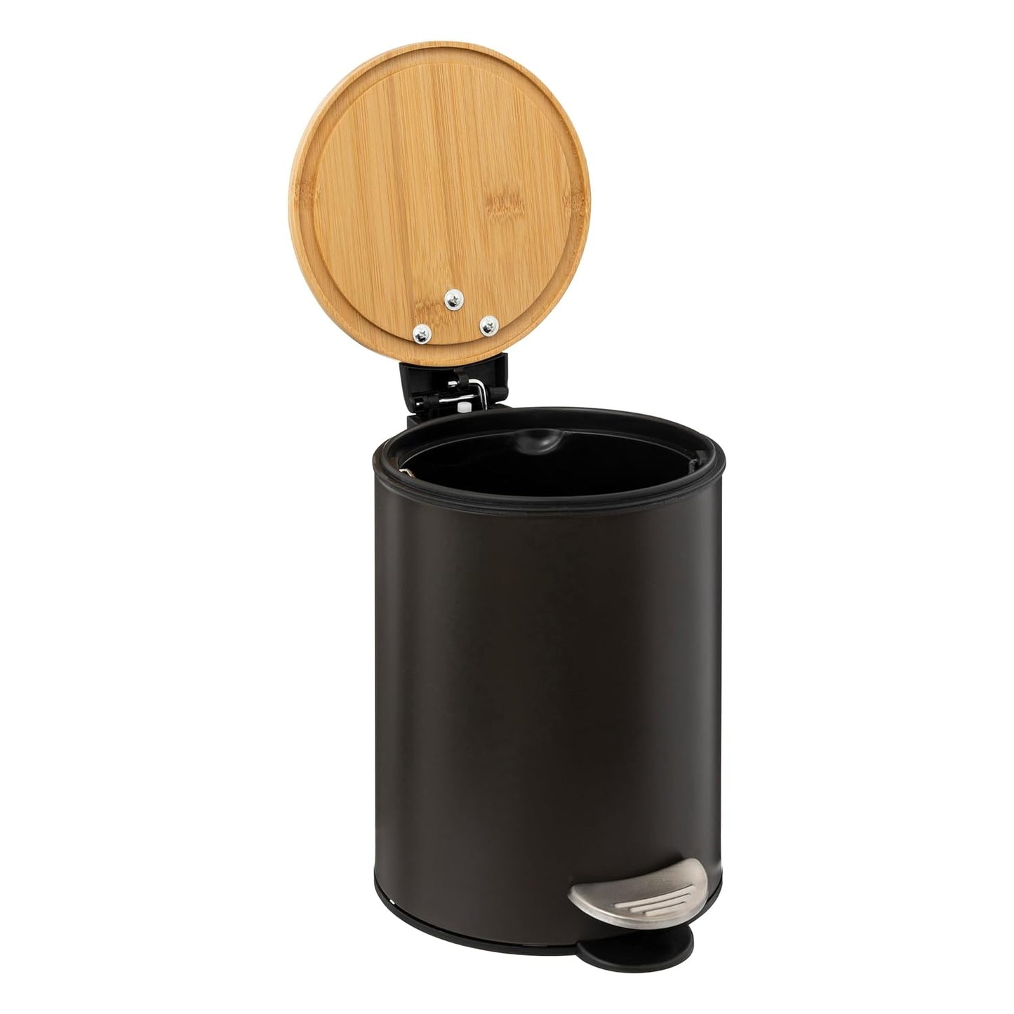 Papelera de baño con Tapa de Madera 3L - Cubo de Basura para baño con Tapa y Pedal Cierre silencioso