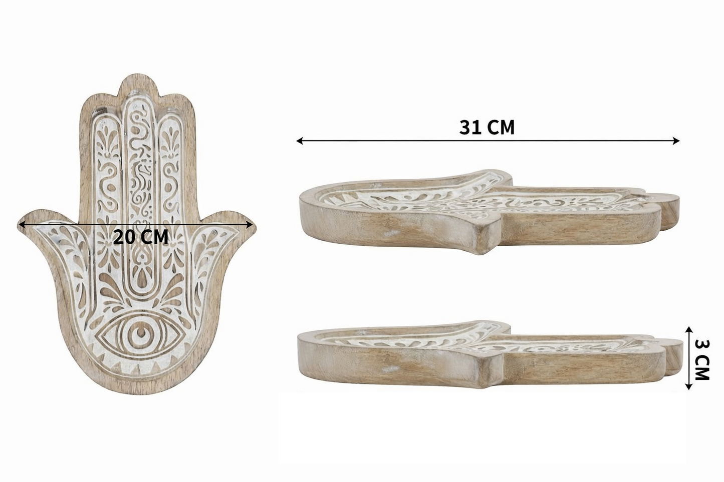 Bandeja vaciabolsillos Madera Mango Hamsa decape