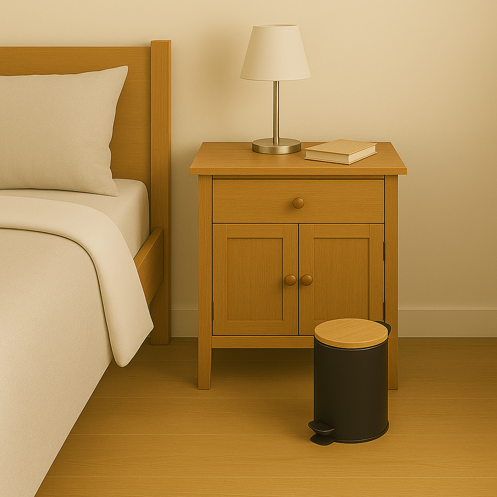 Papelera de Baño con Tapa de Madera 3L - Cubo de Basura para Baño con Tapa y Pedal Cierre Silencioso