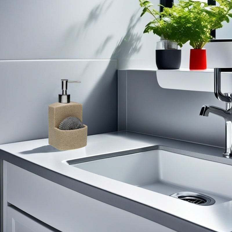Dispensador Jabón Líquido de Resina, Dosificador Jabón Cocina Con Soporte de Esponja, Organizador de Cocina, Accesorios de Cocina