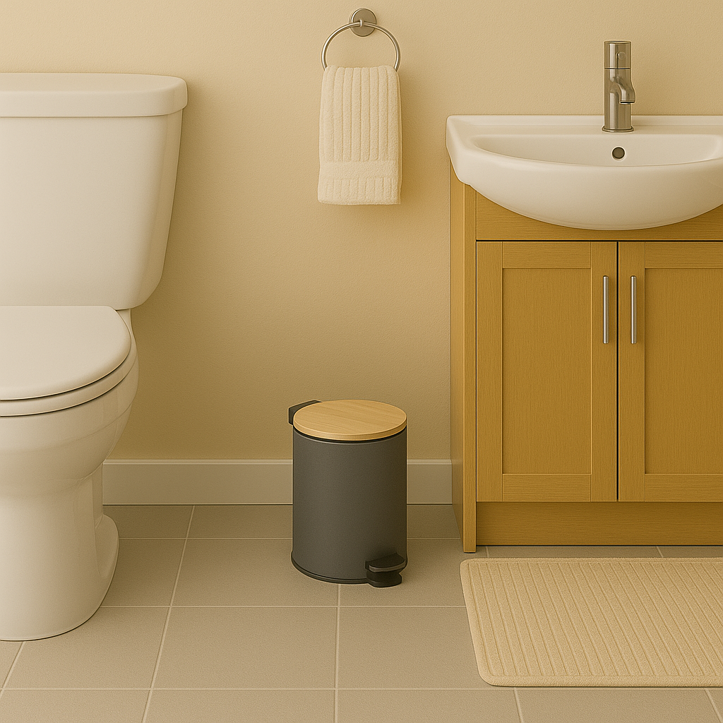 Papelera de Baño con Tapa de Madera 3L - Cubo de Basura para Baño con Tapa y Pedal Cierre Silencioso