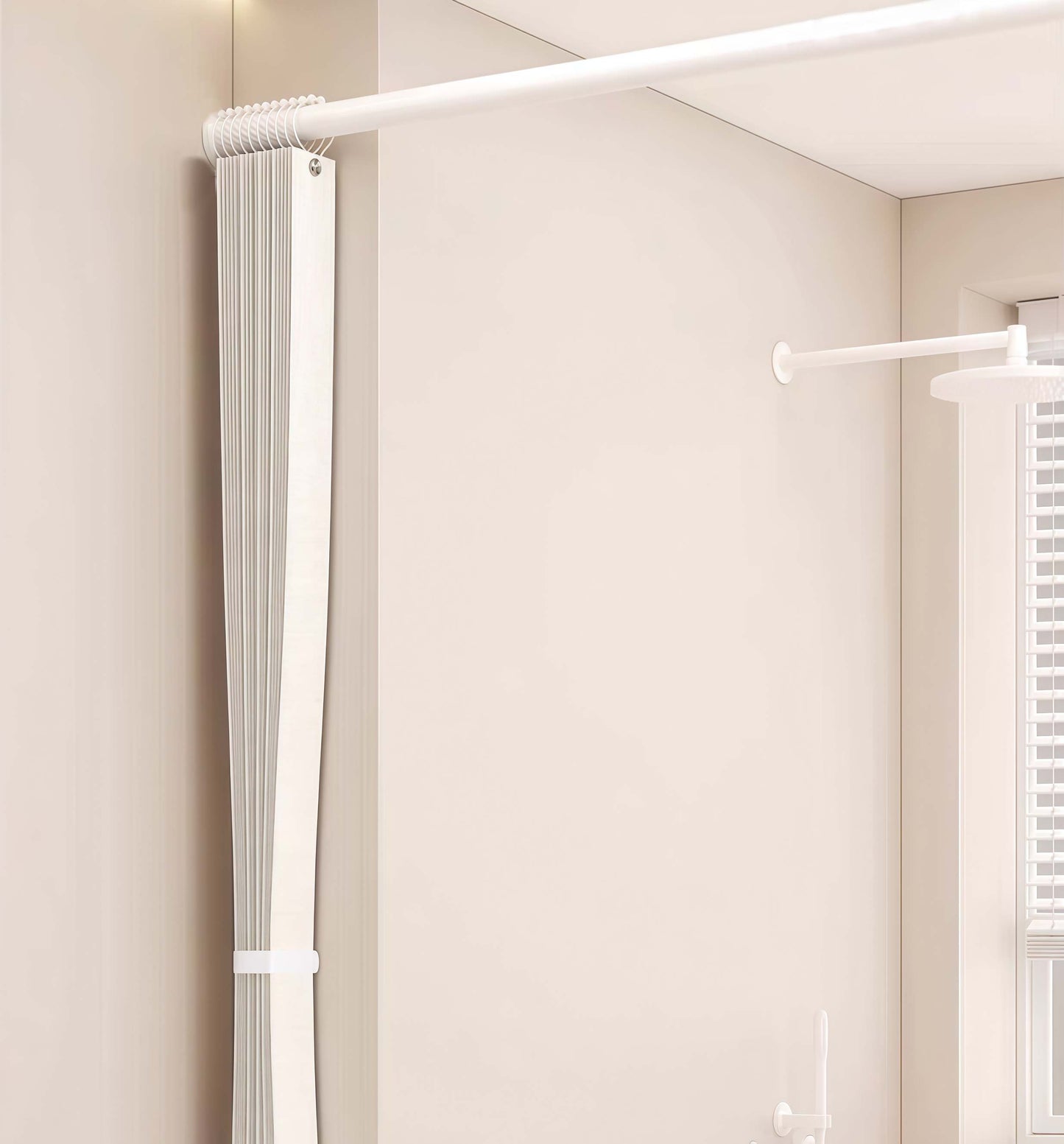 Barra de Ducha Extensible 110-200 cm, Barra Cortina Aluminio Blanca Ajustable para Baño, sin Perforación, Resistente y Multifuncional