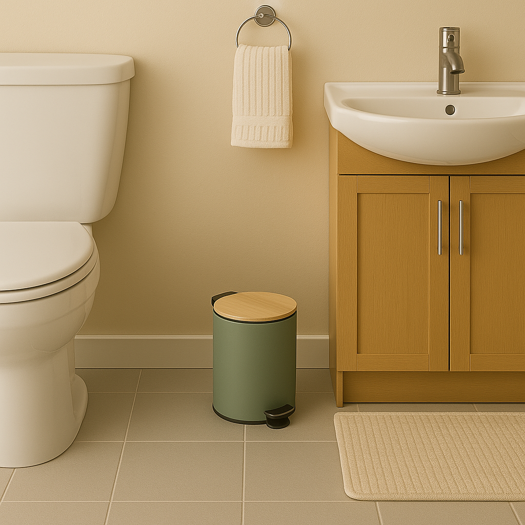 Papelera de Baño con Tapa de Madera 3L - Cubo de Basura para Baño con Tapa y Pedal Cierre Silencioso