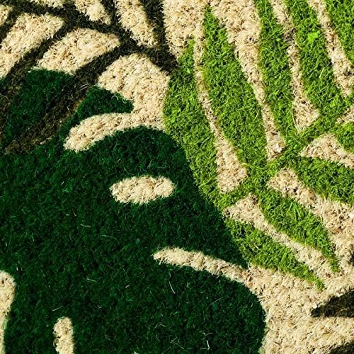 Felpudo de Hojas Verde de Fibra de Coco étnico para la Entrada de 60x40 cm Sol Naciente