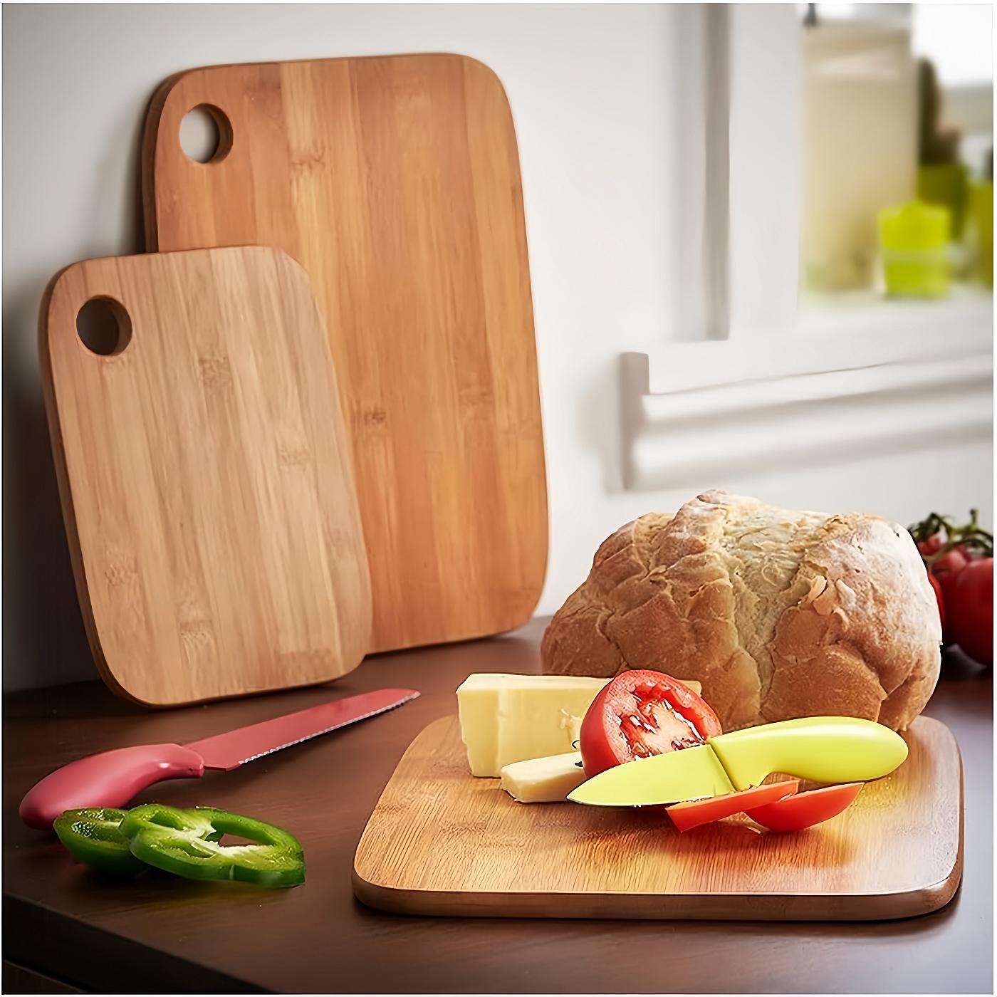 Tabla Cortar de Madera Para Cocina, Tabla de Bambú, Para Carnes, Verduras, Queso y Pan