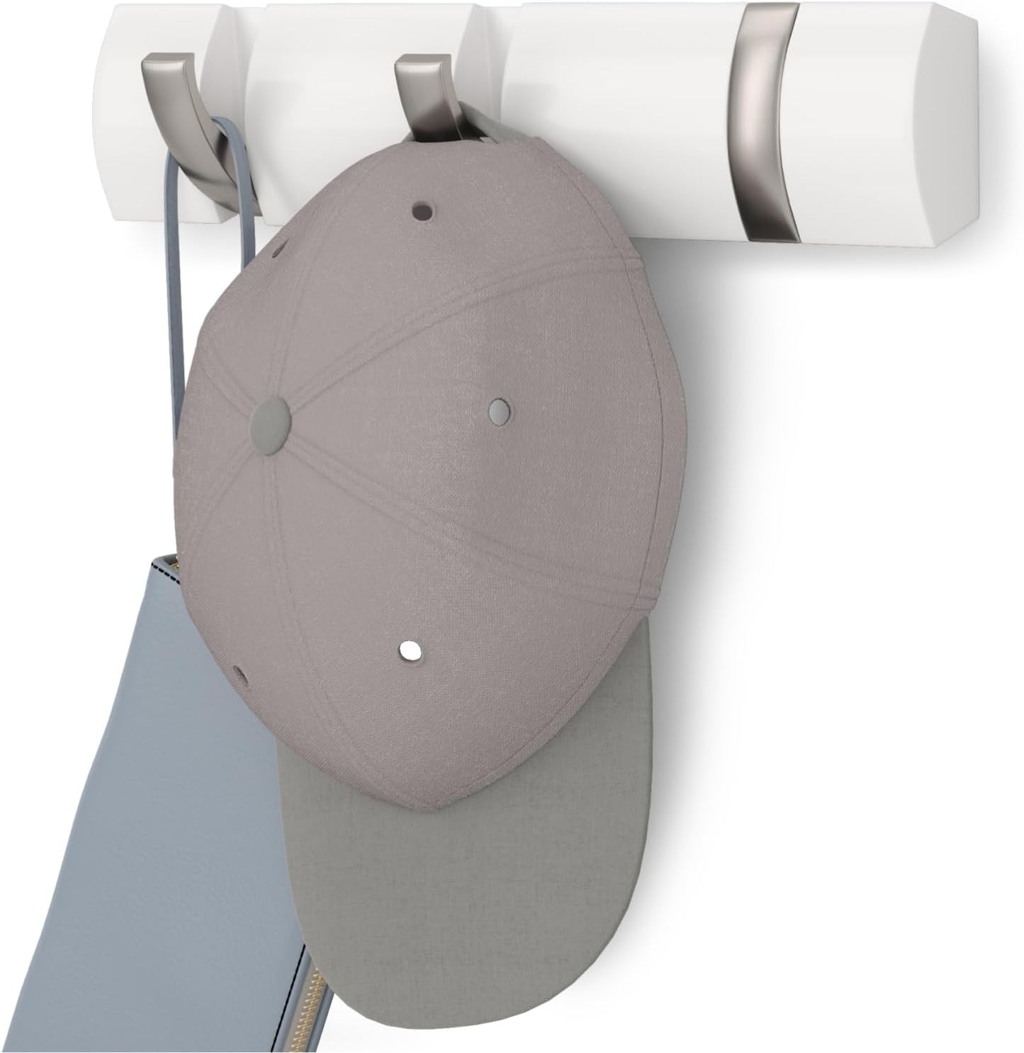 Umbra Flip Perchero de pared con 3 ganchos extraíbles, Álamo, Blanco