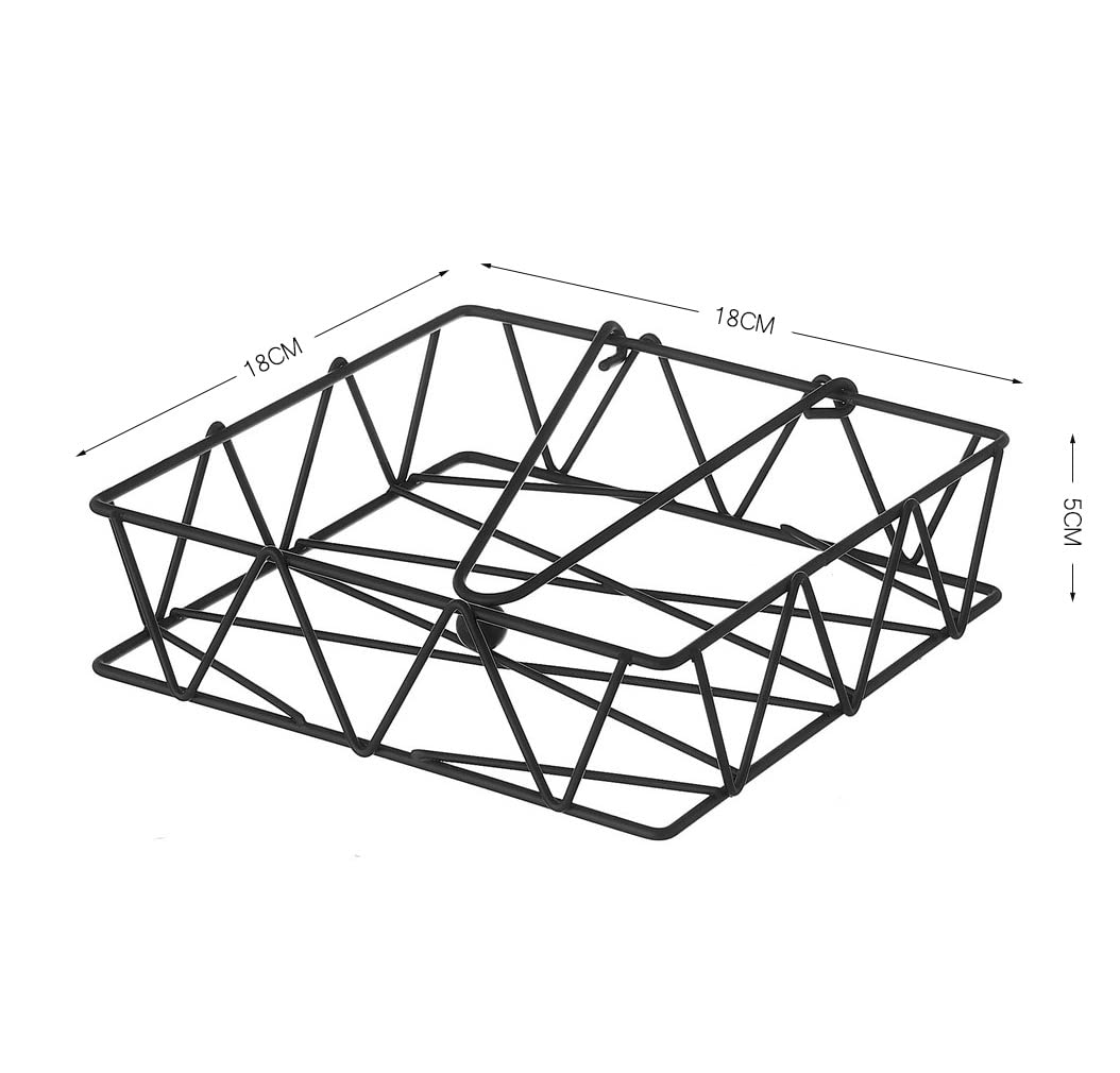 Servilletero Geométrico de Metal Negro 18x18x5 cm, Porta Servilletas Moderno, Elegante y Resistente para Mesa, Cocina, Restaurante y Eventos
