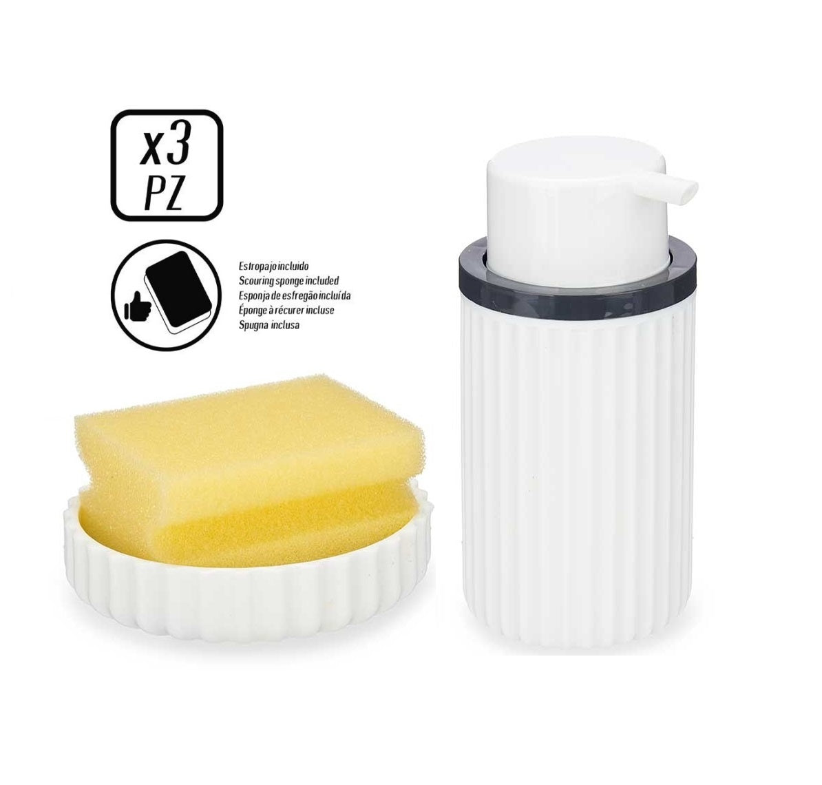 Set de Dispensador de Cocina, Dispensador de Lavavajillas, con Estropajero+ Estropajo