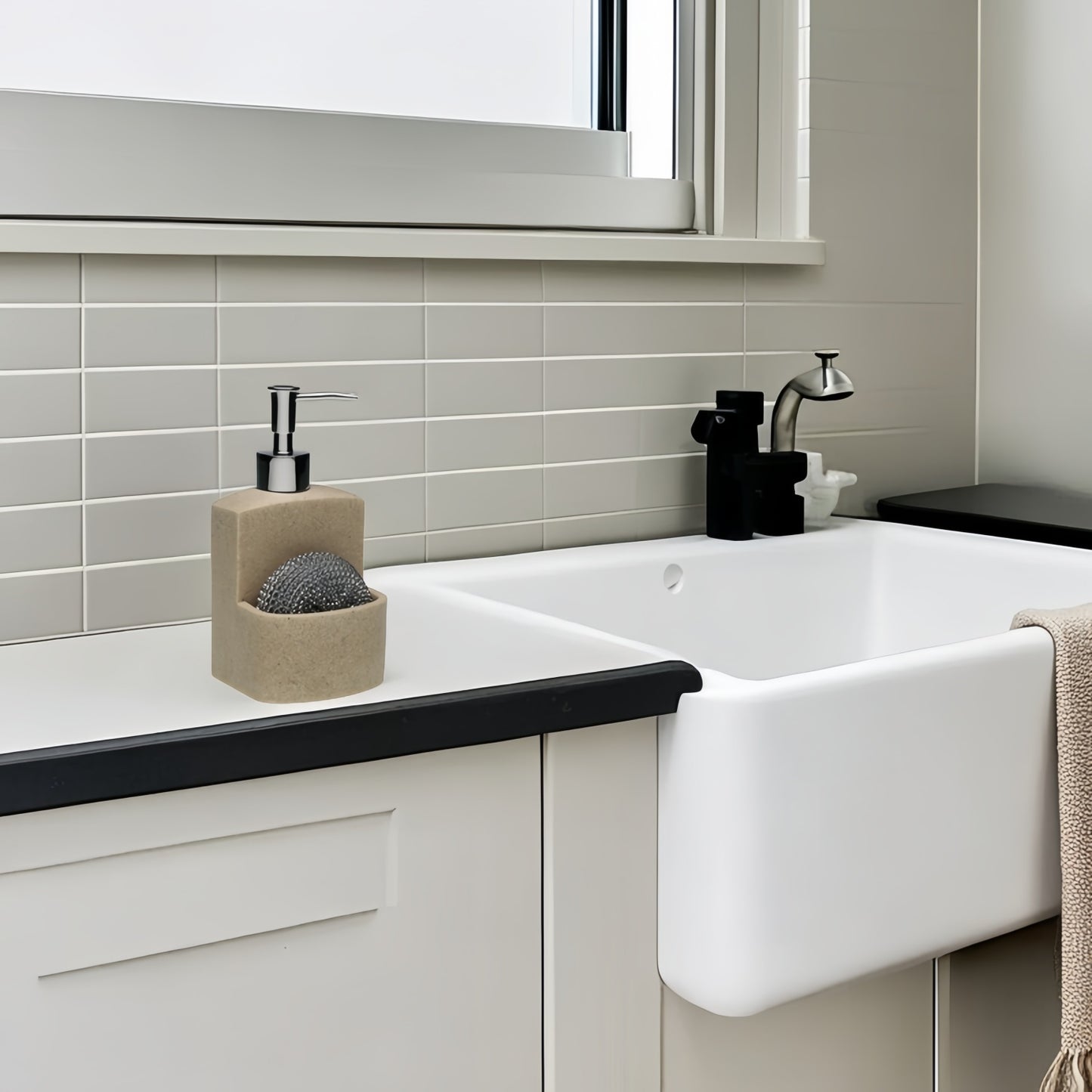 Dispensador Jabón Líquido de Resina, Dosificador Jabón Cocina Con Soporte de Esponja, Organizador de Cocina, Accesorios de Cocina