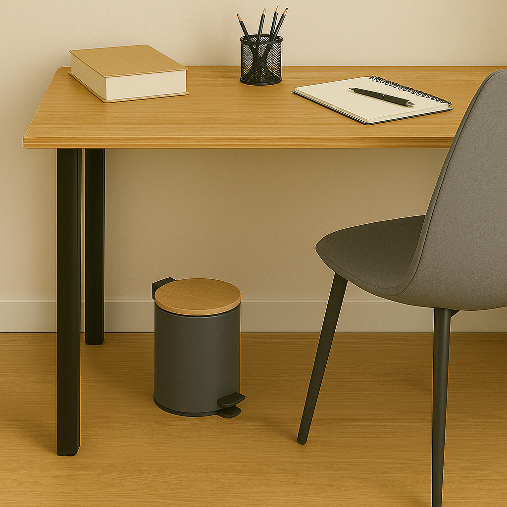 Papelera de Baño con Tapa de Madera 3L - Cubo de Basura para Baño con Tapa y Pedal Cierre Silencioso