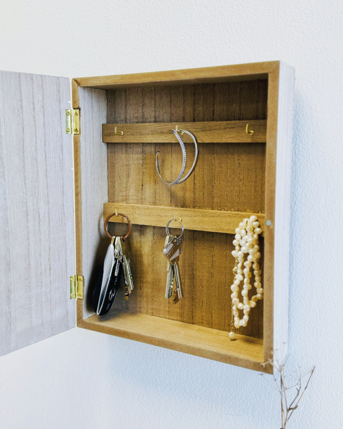 DAMDAM GO Cuelga Llaves, Caja de Madera para Llaves de Pared, Guardallaves con 6 Ganchos, para Hogar, Recibidor
