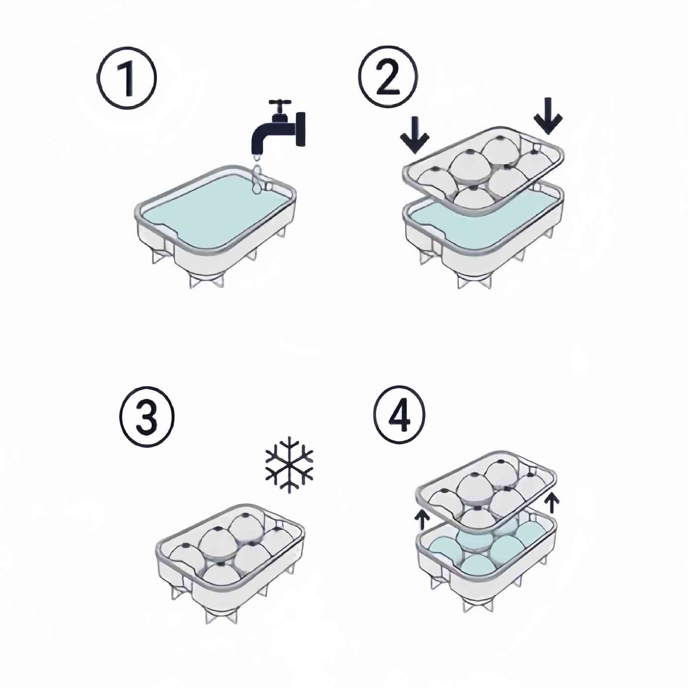 Cubitera de Silicona de Hielo,Cubos de Hielo Forma Redonda, Bandeja Hielera de Fácil Extracción, Color Gris, Pack 2 (Hielo Redonda)