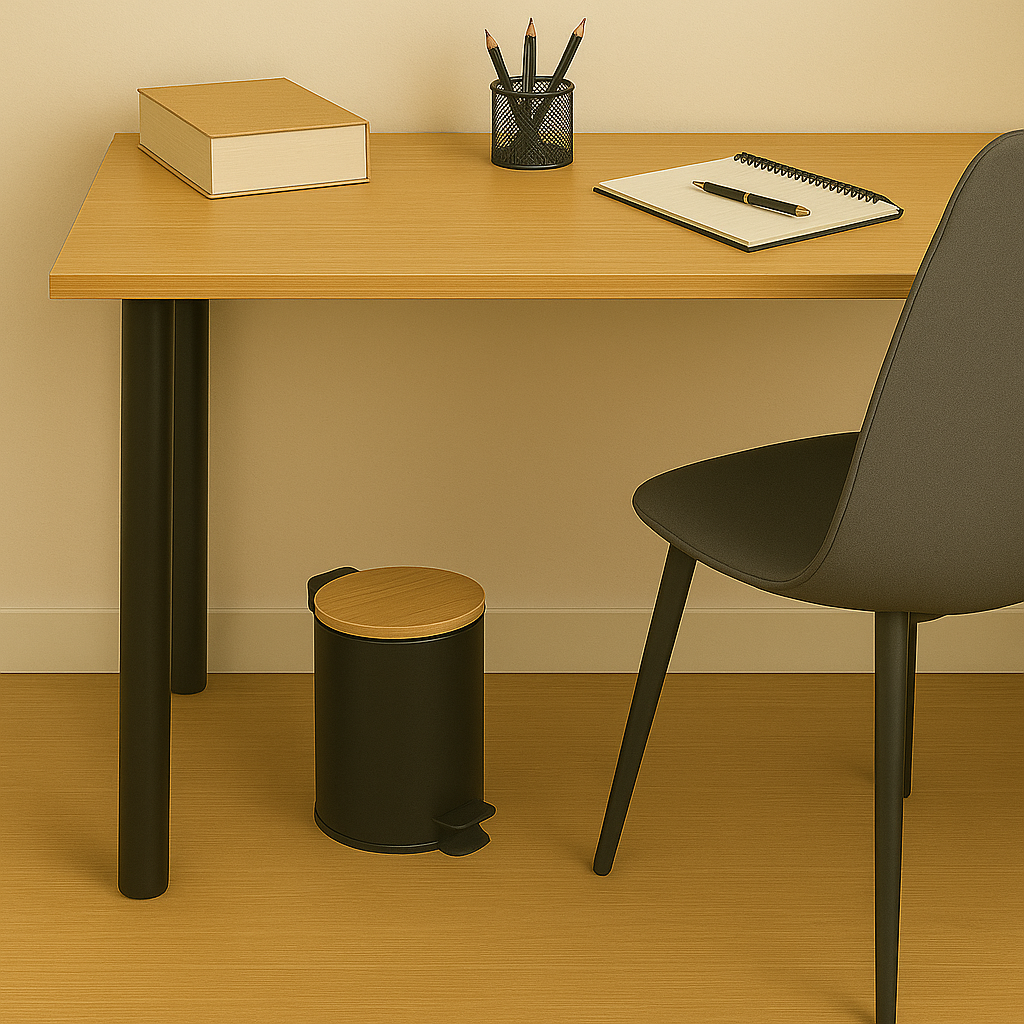 Papelera de Baño con Tapa de Madera 3L - Cubo de Basura para Baño con Tapa y Pedal Cierre Silencioso