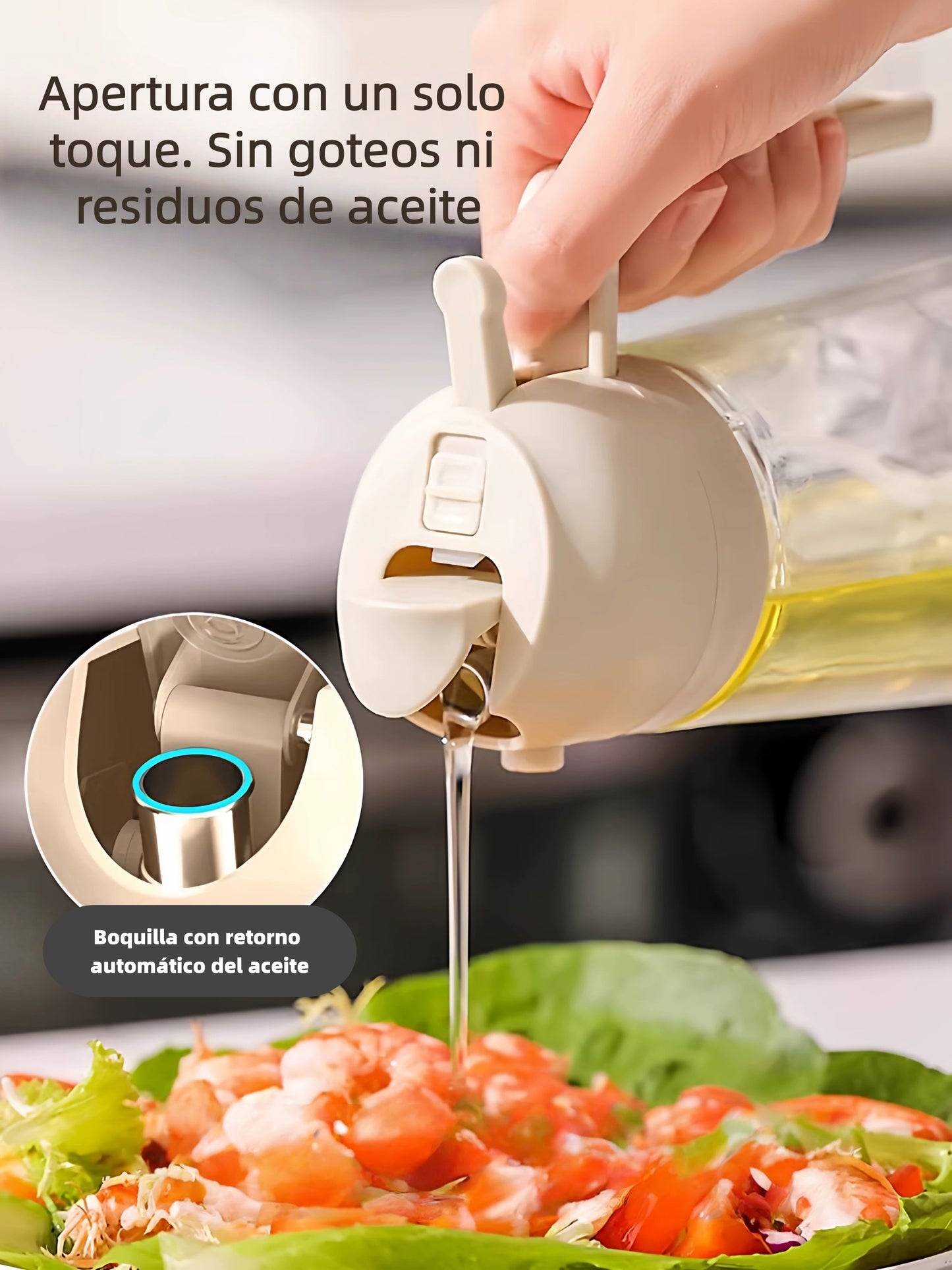 DAMDAM GO Aceitera Spray y Dispensador de Aceite 2 en 1, Botella de Vidrio Antigoteo y Antideslizante 430 ml, Pulverizador de Aceite Para Cocina, Freidora de Aire, Ensaladas y Barbacoas