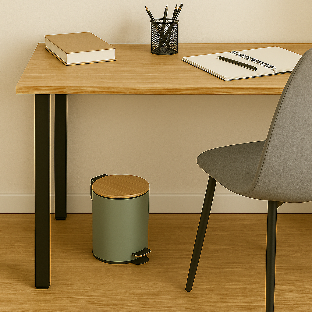 Papelera de Baño con Tapa de Madera 3L - Cubo de Basura para Baño con Tapa y Pedal Cierre Silencioso