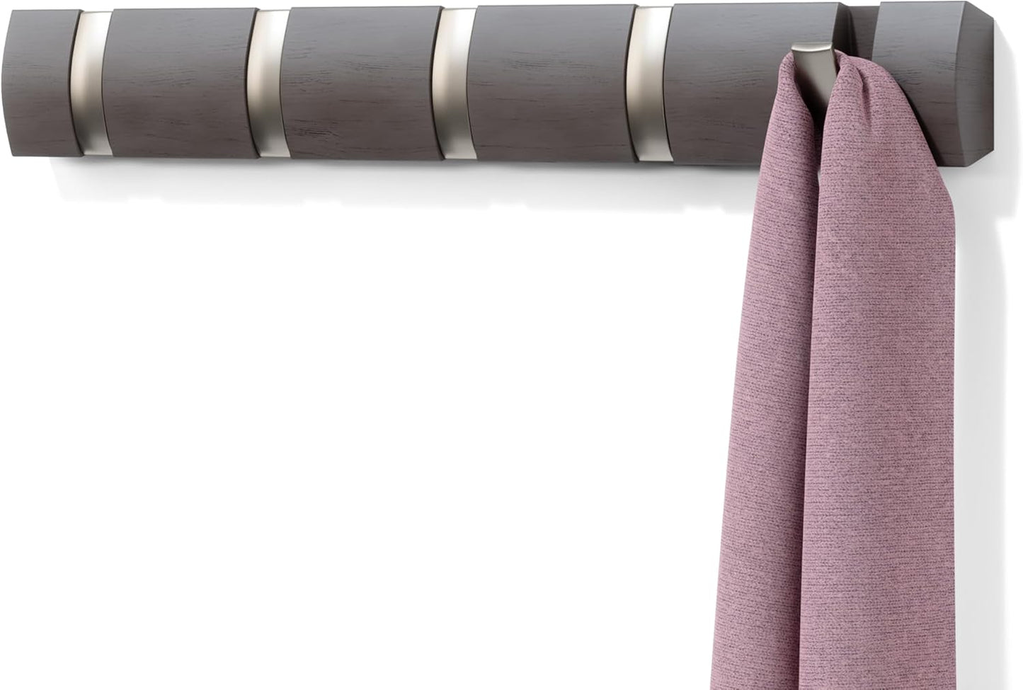Umbra Flip Perchero de pared con 5 ganchos extraíbles, Álamo