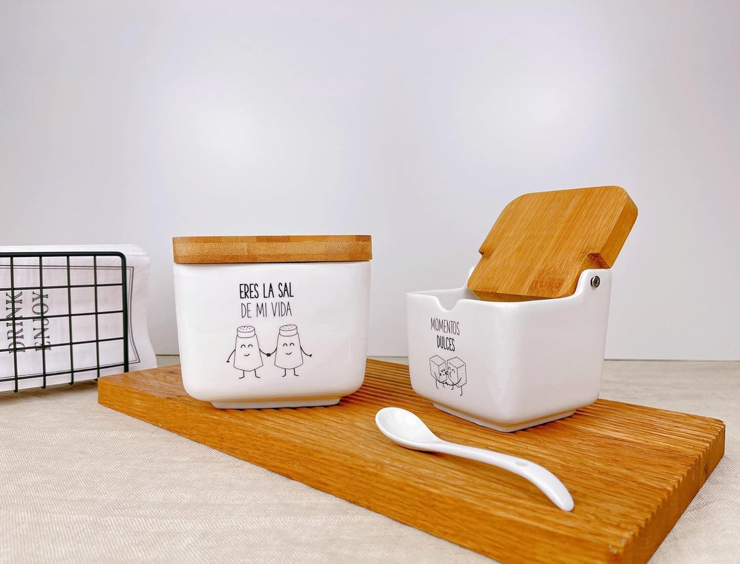 Salero y azucarero de Cocina Original metacrilato de diseño, recipientes acrilico Almacenamiento. (Momentos)