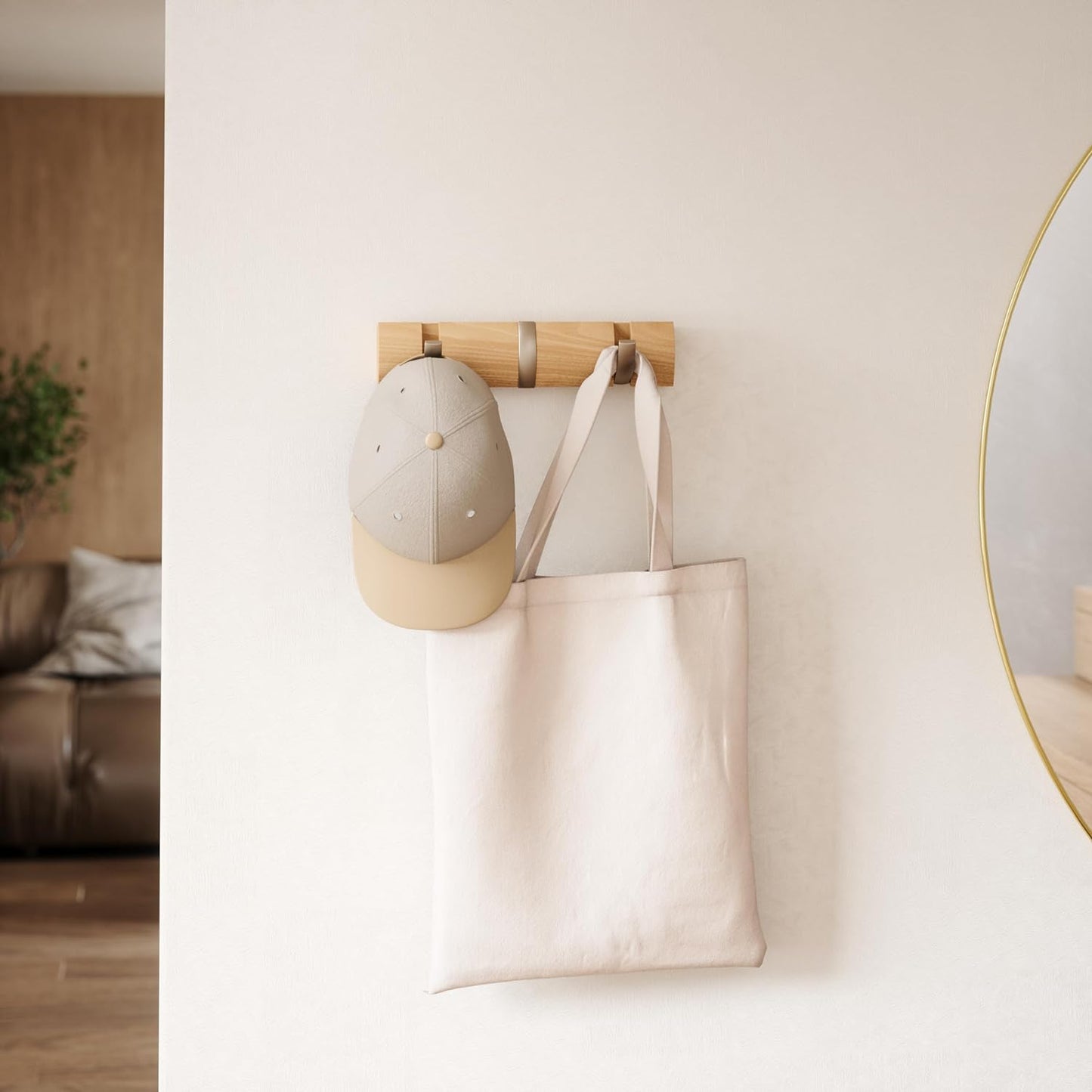Perchero 3 ganchos flotantes abatibles para montar en la pared, moderno, elegante, ahorra espacio, con ganchos retráctiles para colgar abrigos, bufandas, bolsos