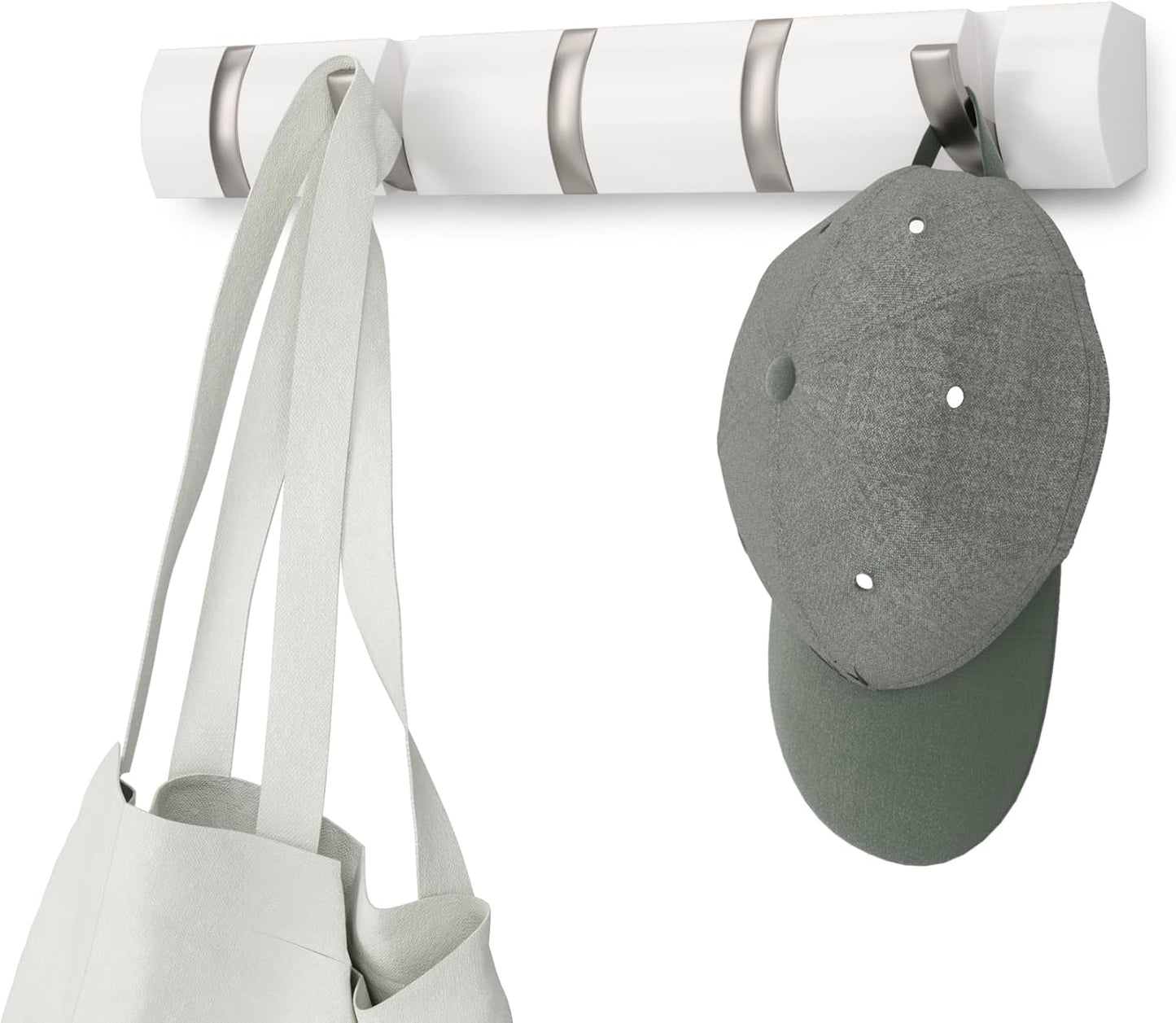 Umbra Flip Perchero de pared con 5 ganchos extraíbles, Álamo