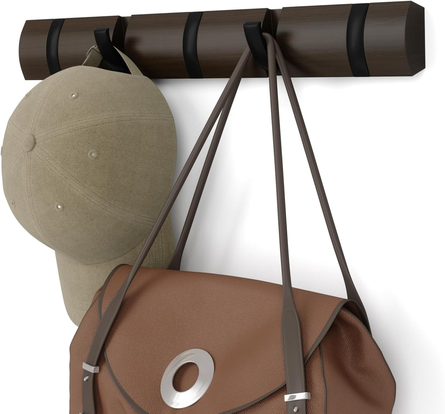 Umbra Flip Perchero de pared con 5 ganchos extraíbles, Álamo