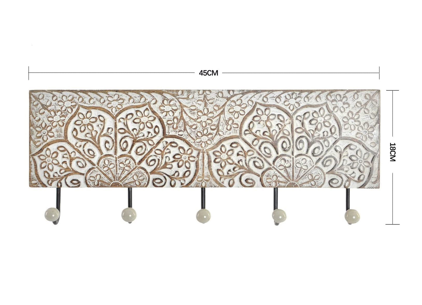 DAMDAM GO Perchero de Pared Mango Metal 5 colgadores, Percheros Pared de Diseño Para Recibidores, Entradas, Dormitorios, Habitaciones Infantiles y Baños