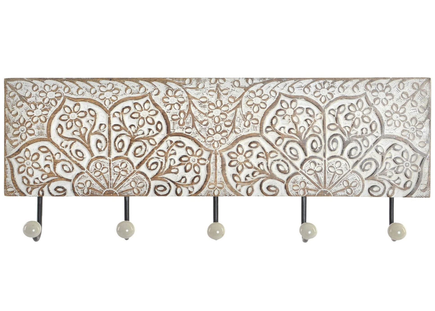 DAMDAM GO Perchero de Pared Mango Metal 5 colgadores, Percheros Pared de Diseño Para Recibidores, Entradas, Dormitorios, Habitaciones Infantiles y Baños