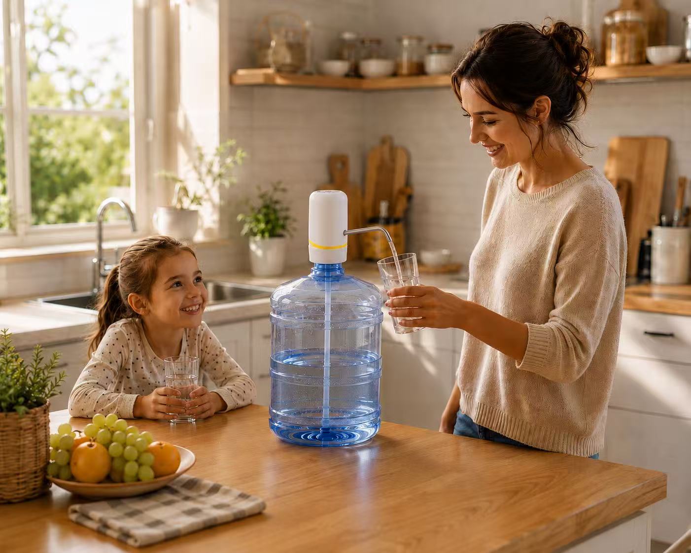 Dispensador de Agua para Garrafas 5L-20L, Bomba de Agua Eléctrica Automática USB-C Recargable, Adaptador Universal, Tubo de Acero Inoxidable, Compatible con la Mayoría de Bidones
